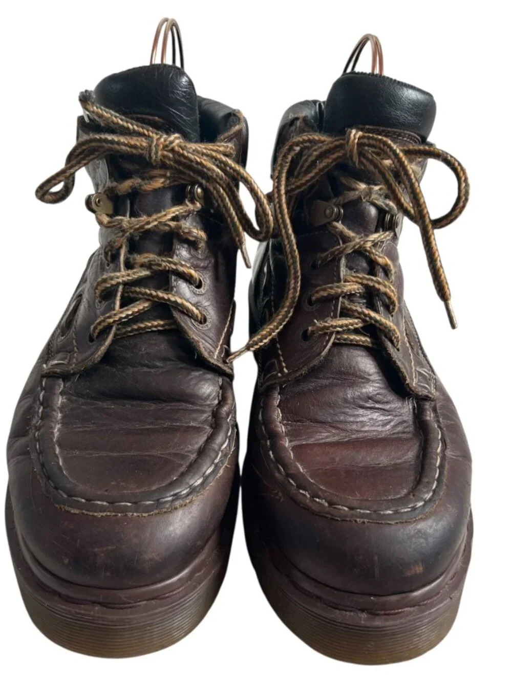 Vintage Dr Martens boots oiled brown leather moc toe UK 8 US mens 9 lace up